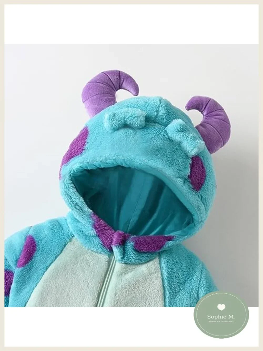 Toddler Baby Halloween Costume Fuzzy Hooded Romper with Horns